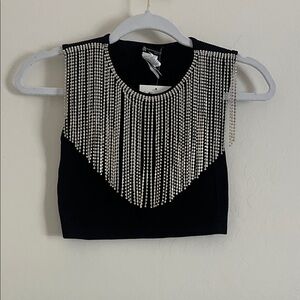 Zara Black Top with Silver Embellishments